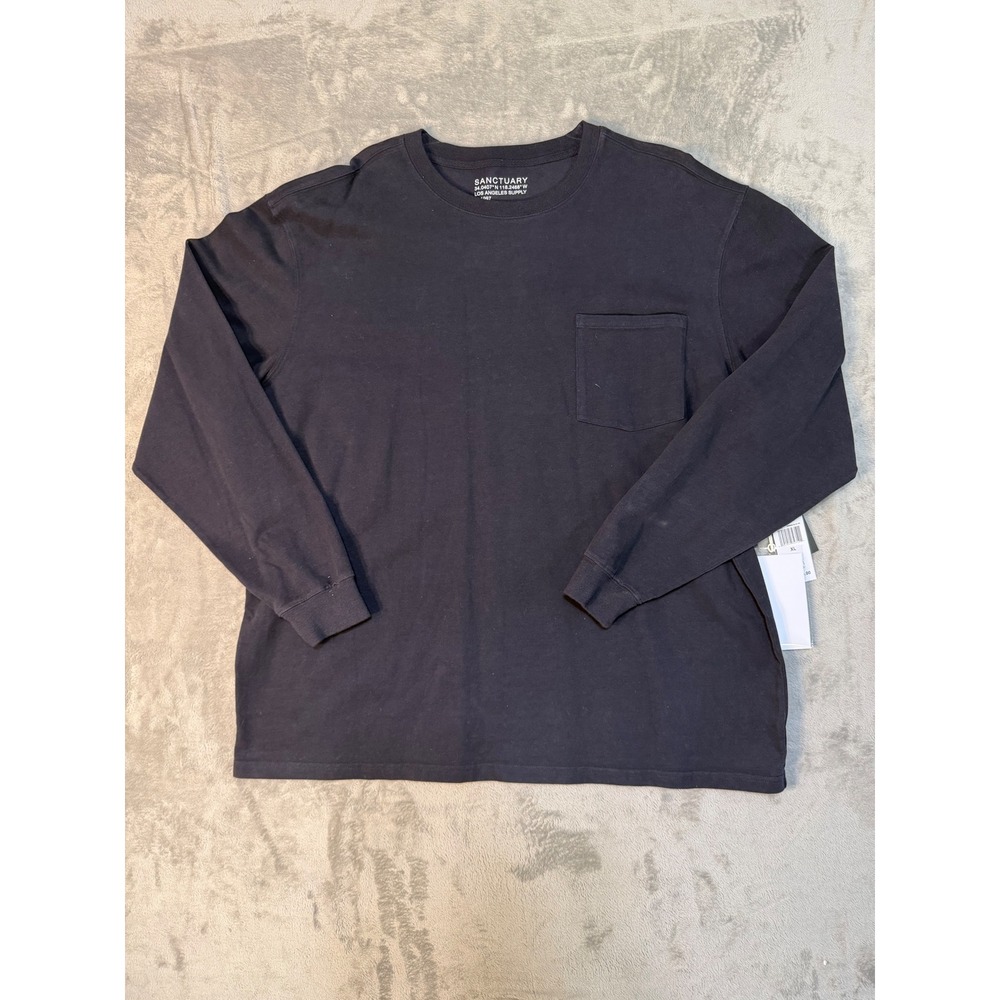 Sanctuary Mens Long Sleeve Pocket Tee Evening Blue Navy XL‎ XA5002 New